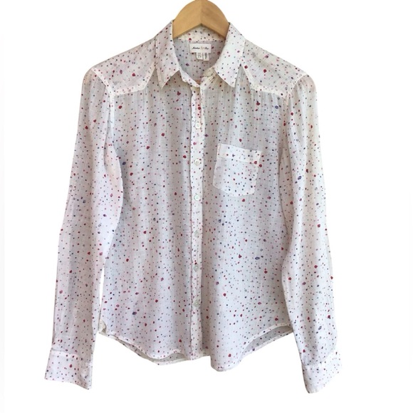 Anthropologie Meadow Rue Multicolor Spotted Long Sleeve Button Down Shirt - Picture 1 of 7